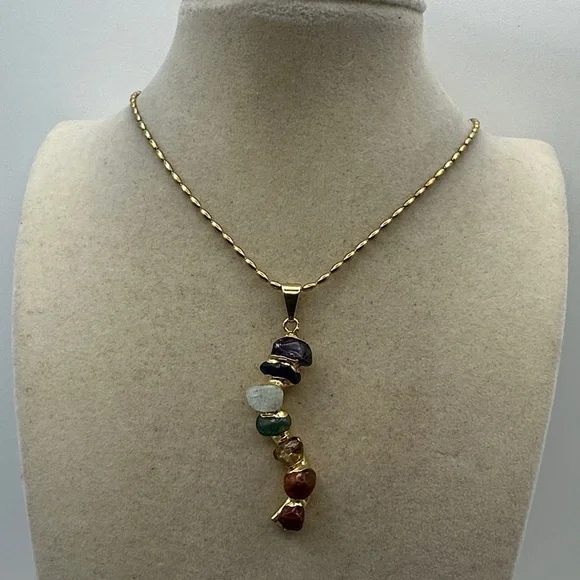 Gold Plated Chakra Pendant Necklace on Bead Chain - Picture 2 of 8
